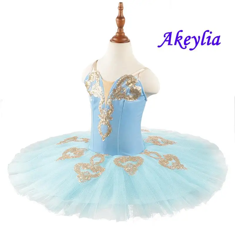 Профессиональная балетная пачка бархатная бледно-голубая для выступлений