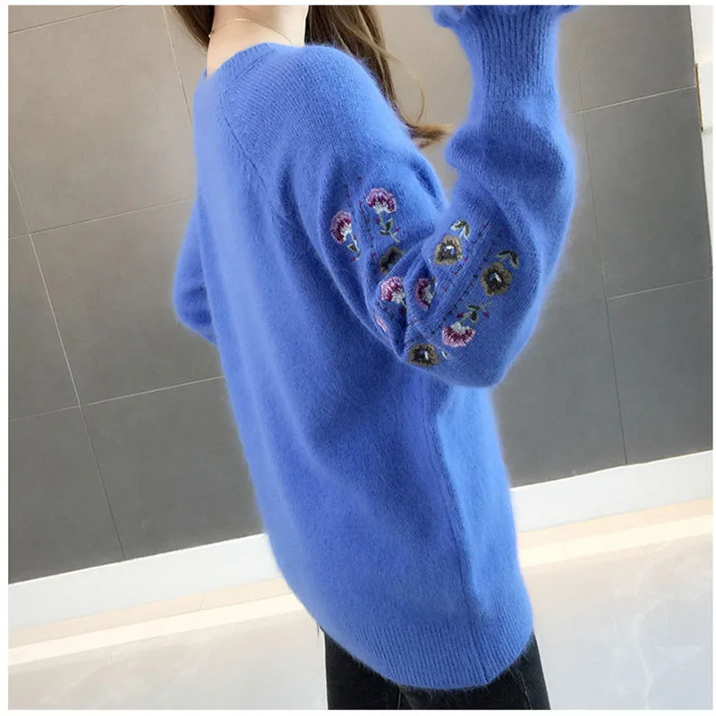 Новый женский осенне-зимний утолщенный теплый топ элегантный красивый свитер с