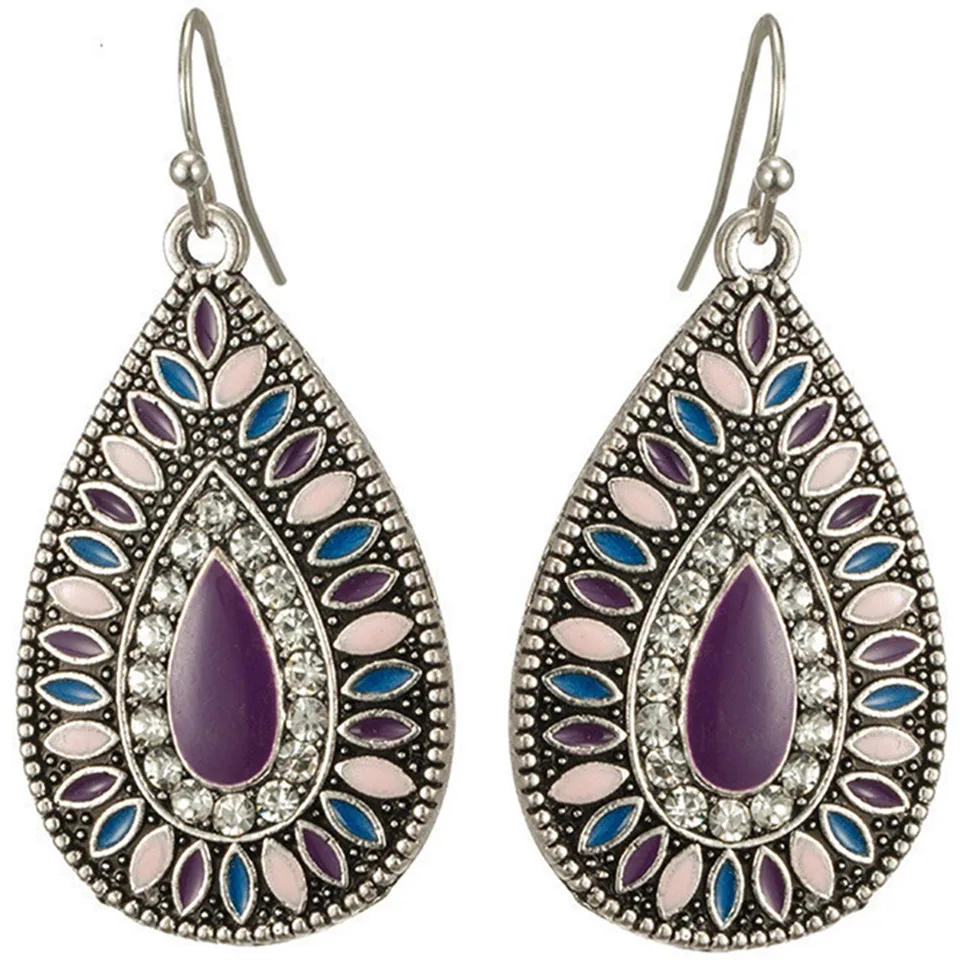 Женские винтажные серьги с кисточками в этническом стиле фиолетовые масляной
