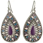 Женские винтажные серьги с кисточками в этническом стиле, фиолетовые серьги с масляной росписью, индийские ювелирные изделия, подарки, 2020