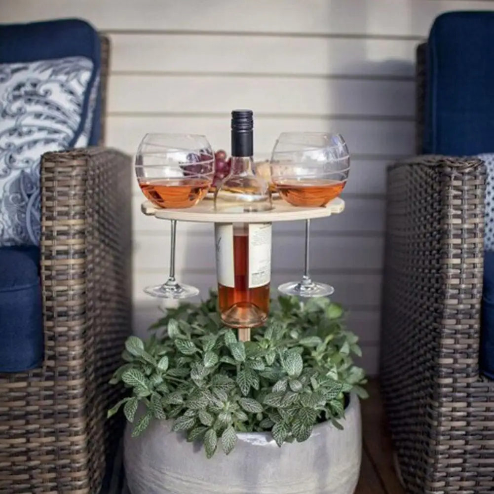 

2021 New Portable Outdoor Wooden Wine Rack Removable Picnic Wine Table Wood Polygon Desktop Travel Beach Garden Furniture Sets