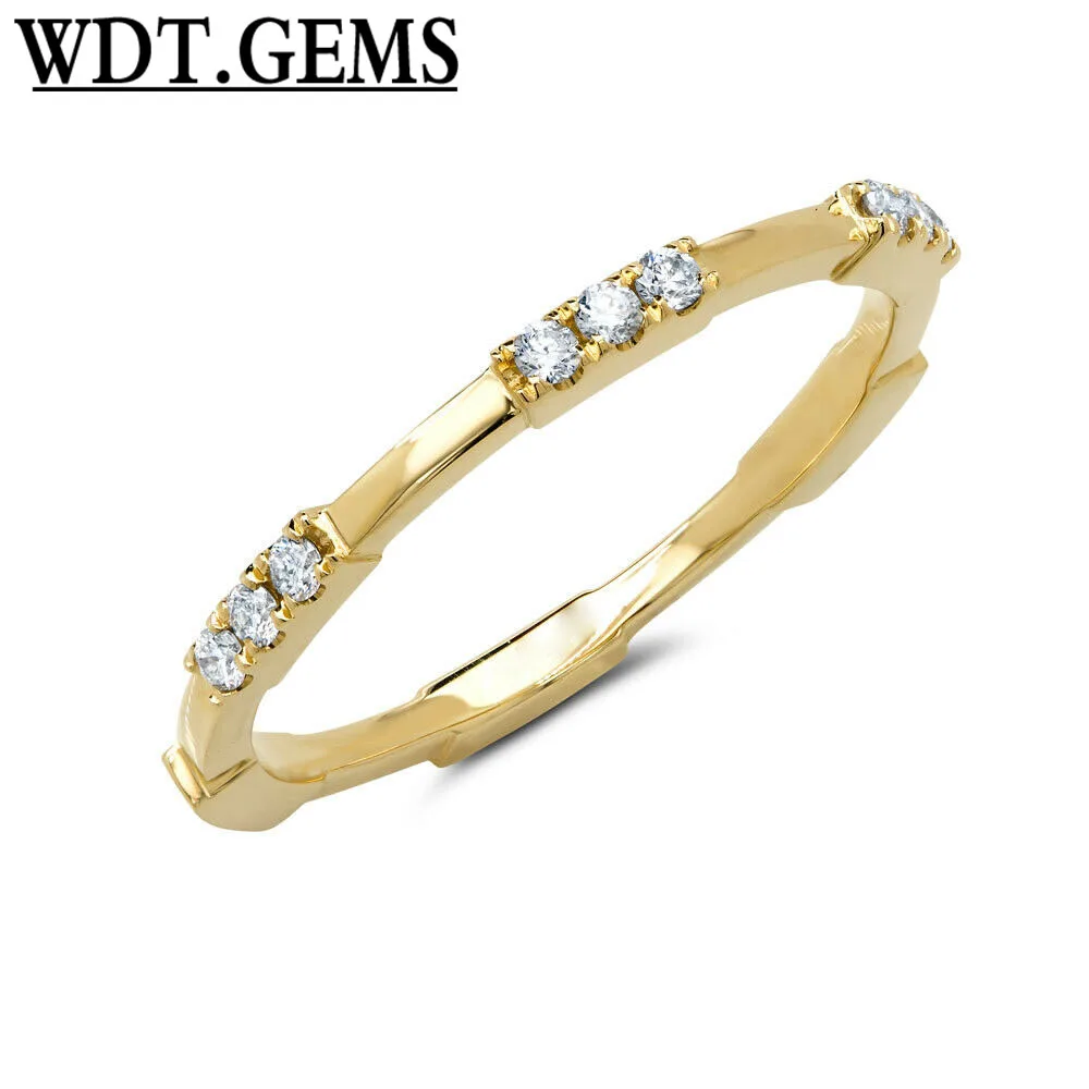 

0.13ct 10K Yellow Gold Natural Round Diamond Thin Stackable Ring Wedding Band