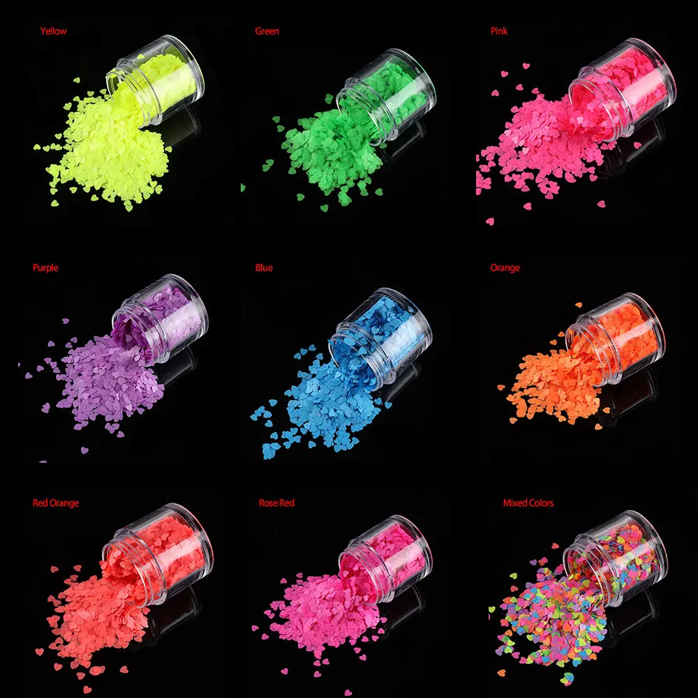 1 коробка светящиеся Блестки для ногтей пайетки флуоресцентные хлопья блеск