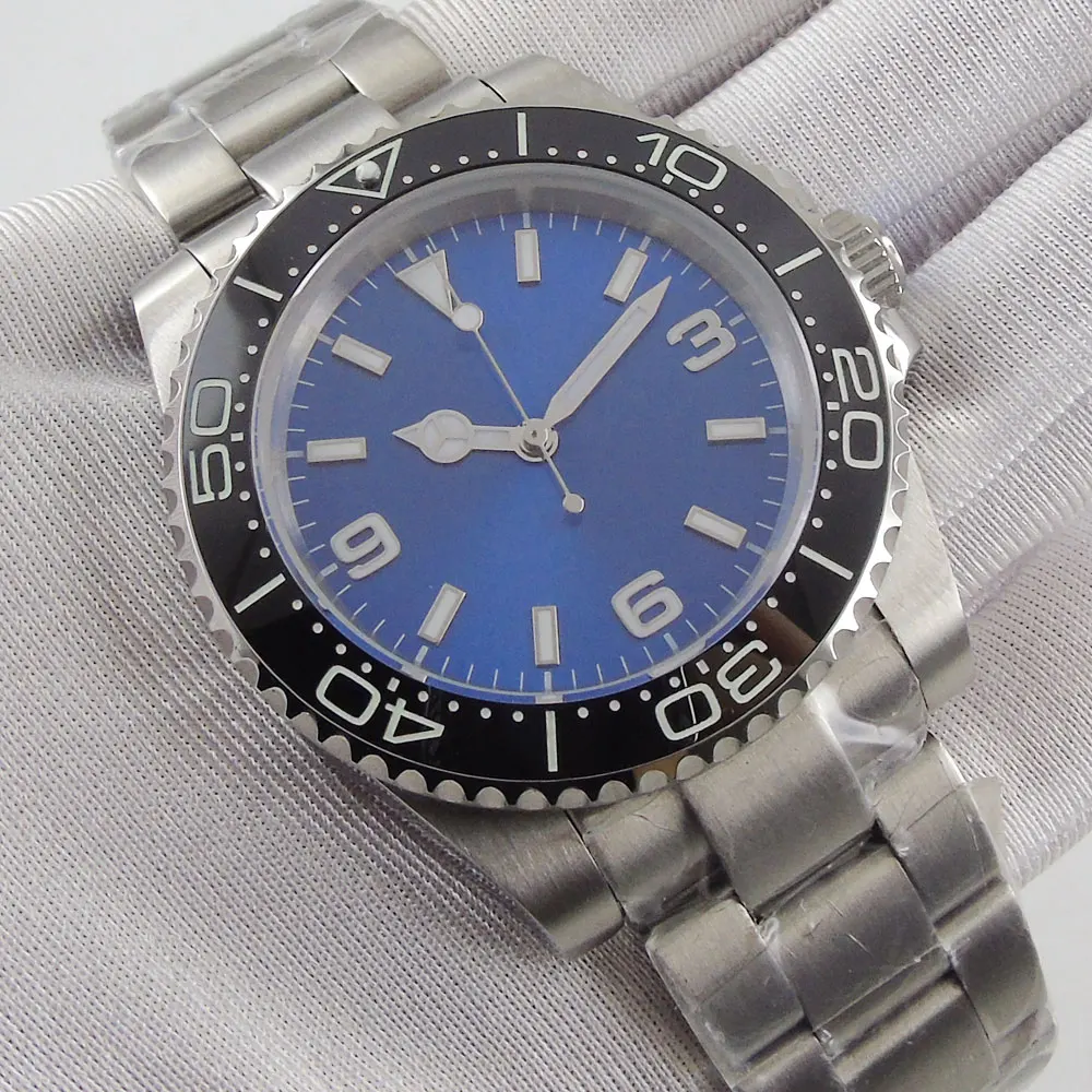

40mm Sterile Blue Dial Sapphire Glass Luminous Ceramic Bezel MIYOTA 8215 Automatic Movement Men's Watch