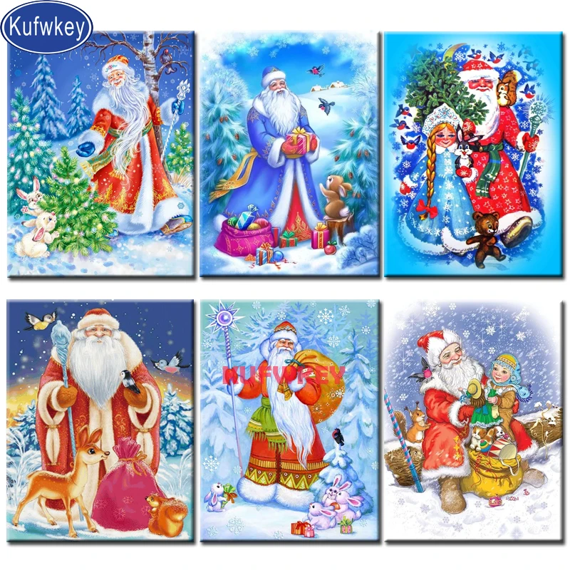 Алмазная 5D картина сделай сам с Санта-Клаусом изображением снега полная вышивка