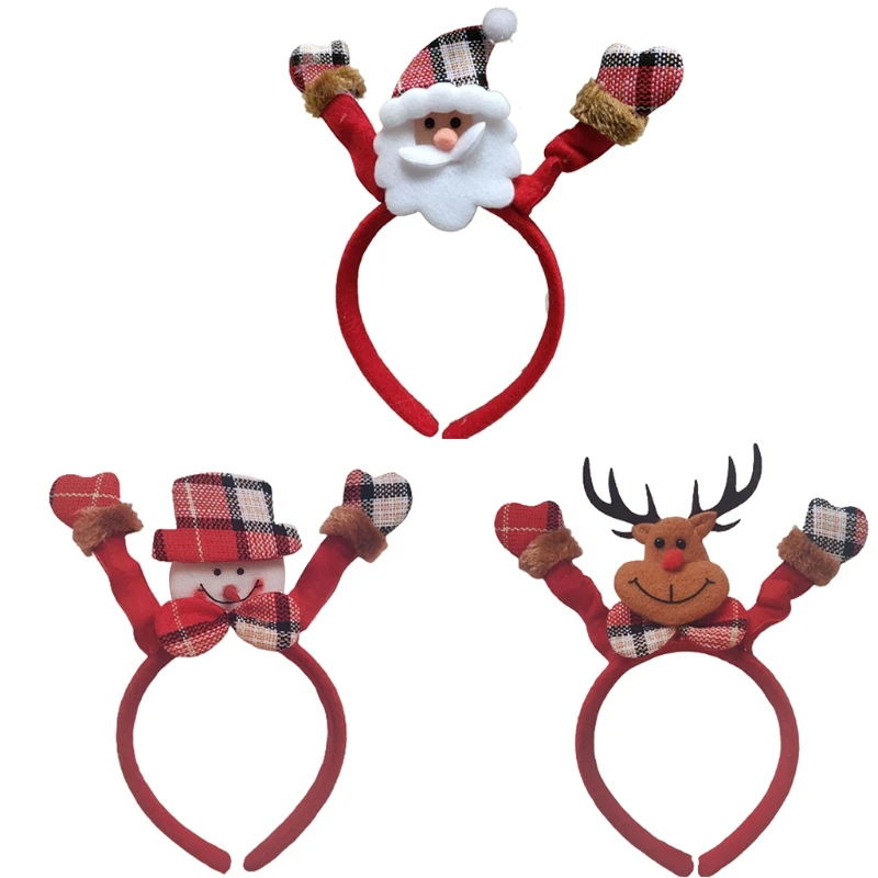 

New style Elk Hair Hoop Snowman Headband Santa Claus Headbands Christmas Party Favors Creative Photo Props Decor Holiday