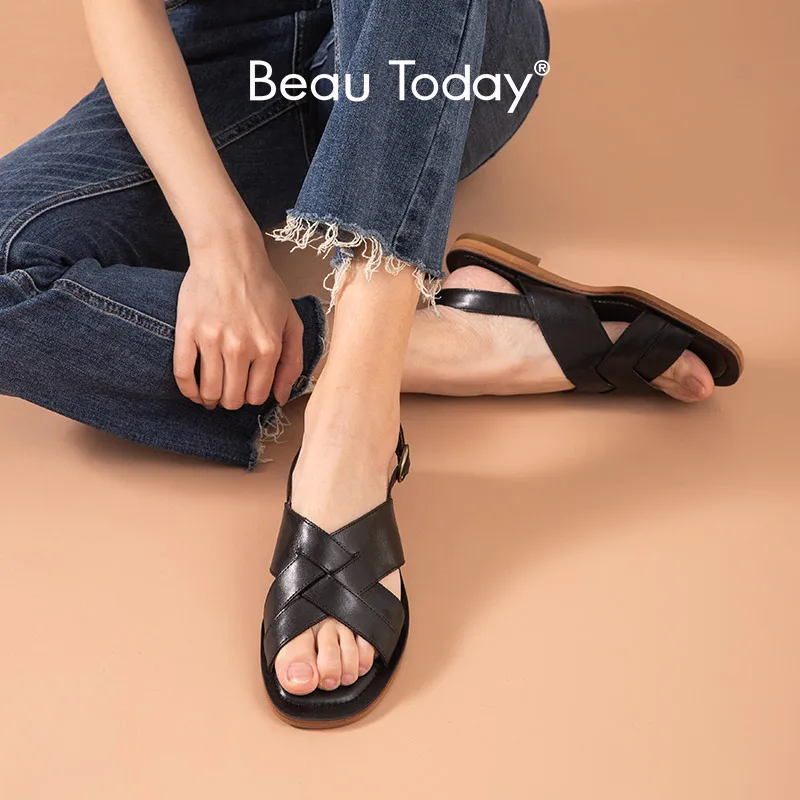 Босоножки BeauToday женские из натуральной коровьей кожи сандалии гладиаторы с
