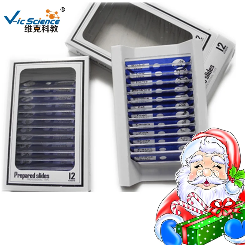 Рождественская акция 12 видов пластиковых микроскопов готовые слайды для детских
