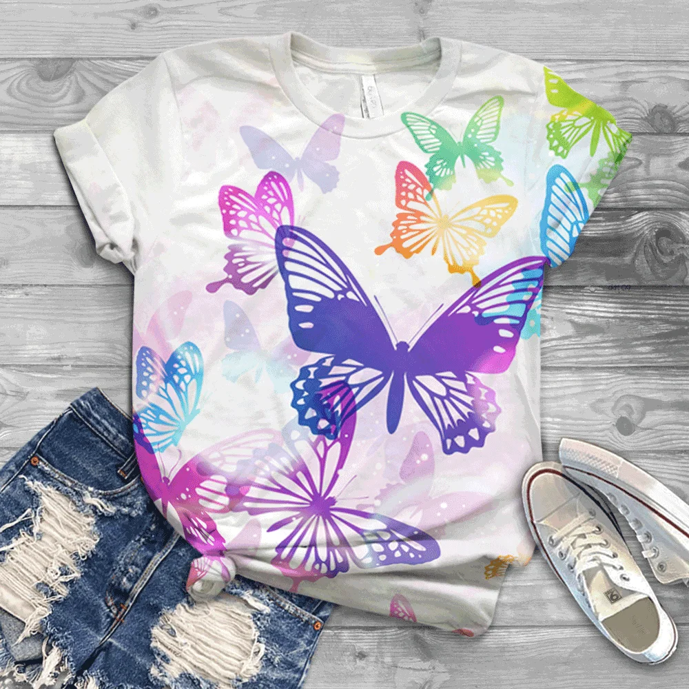 

Summer 2021 cute girls ladies T-shirt printing large size small size O-neck short-sleeved T-shirt summer ladies Harajuku