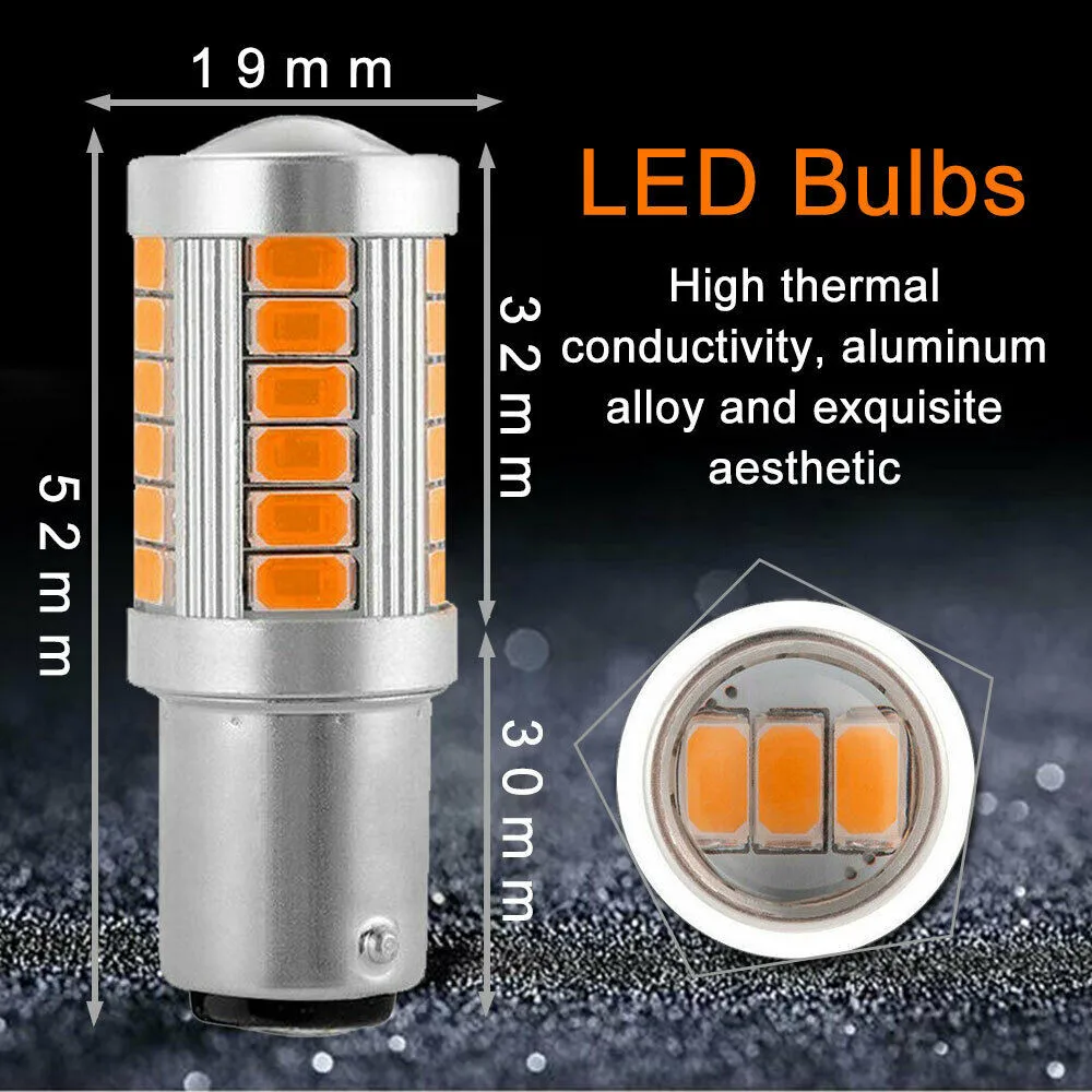 

1156 LED Light Bulbs 2pcs 52 X 19mm Amber Blinker High Power LED Yellow