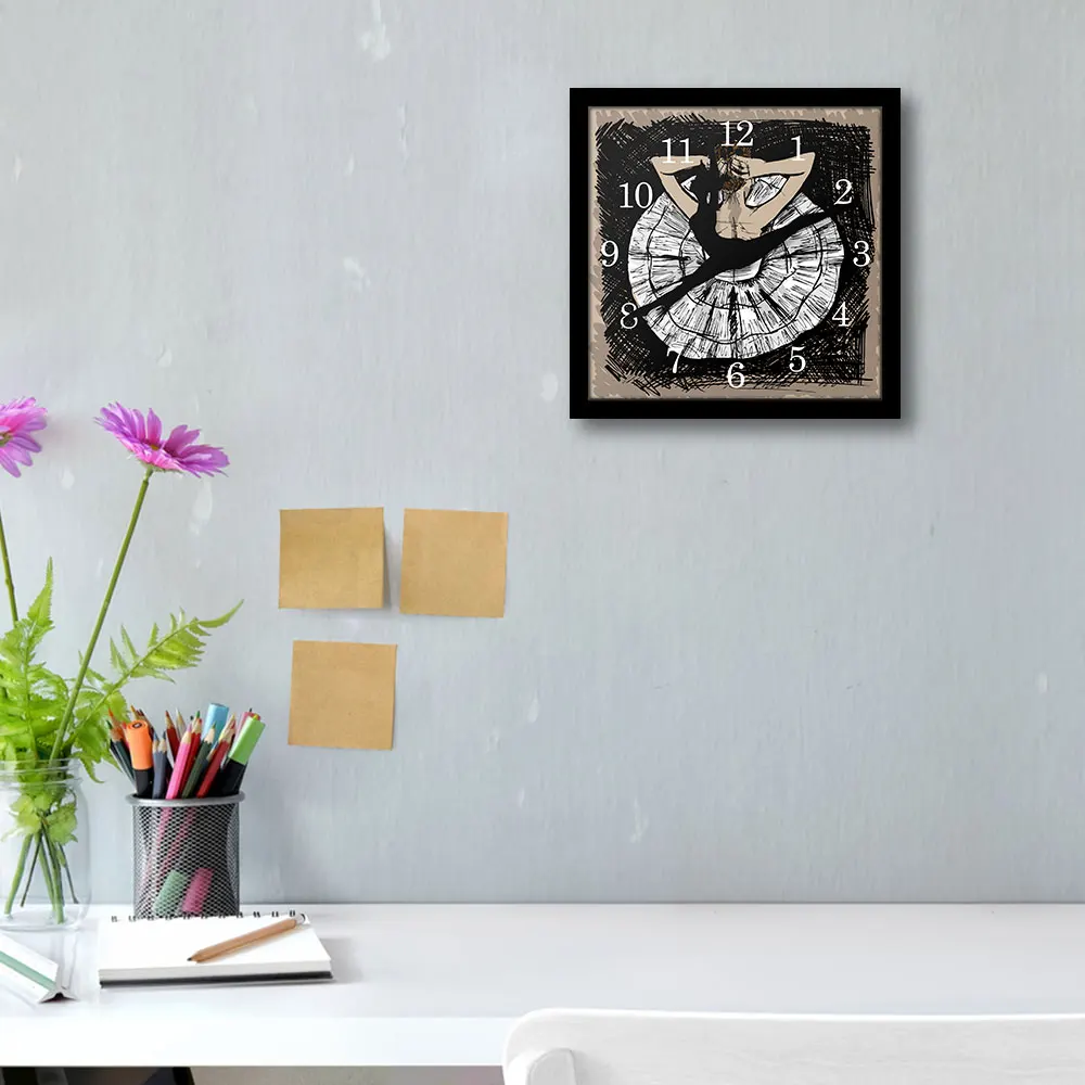 Квадратная рамка принцесса розовые балерины танец настенные часы балет танцор