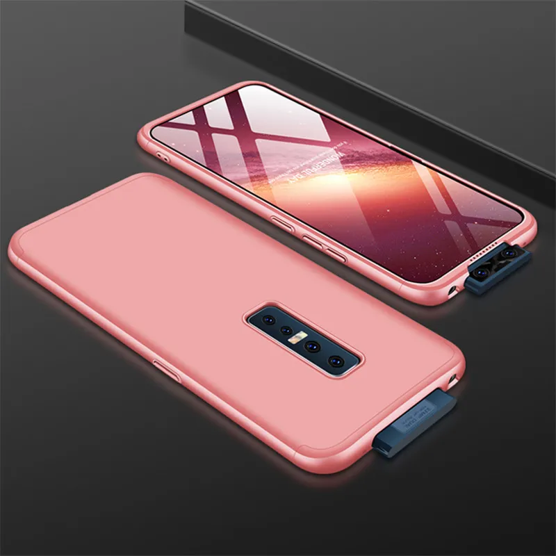 Vivo V17 Pro Чехол VivoV17Pro цветной 360 градусов полный чехол матовый Жесткий Чехол для Vivo V17Pro защитный чехол со стеклянной пленкой - Цвет: Rose gold
