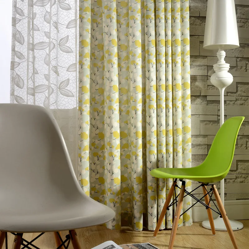 

Modern Rural American Style Curtain Polyester-cotton Printed Window Curtain for Living Room Bedroom
