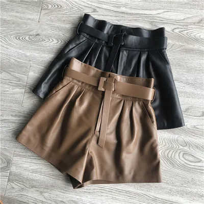 MEWE Women New Real Genuine Sheep Leather Shorts G7