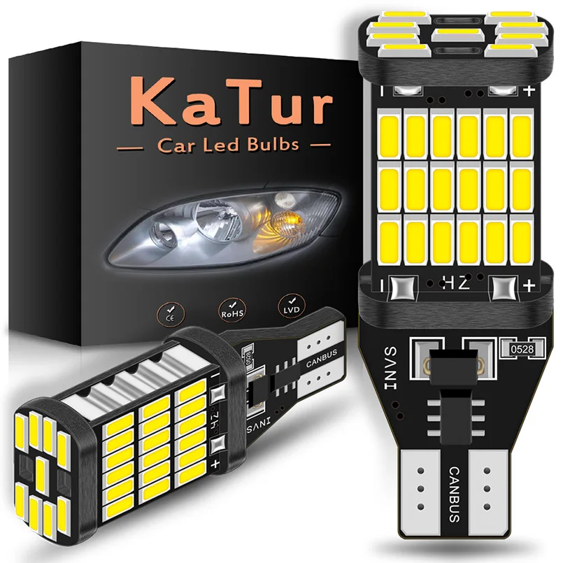 2x 1200Lm T15 W16W светодиодные лампы Canbus 920 921 45SMD 4014 белый 12светодиодный светодиодный