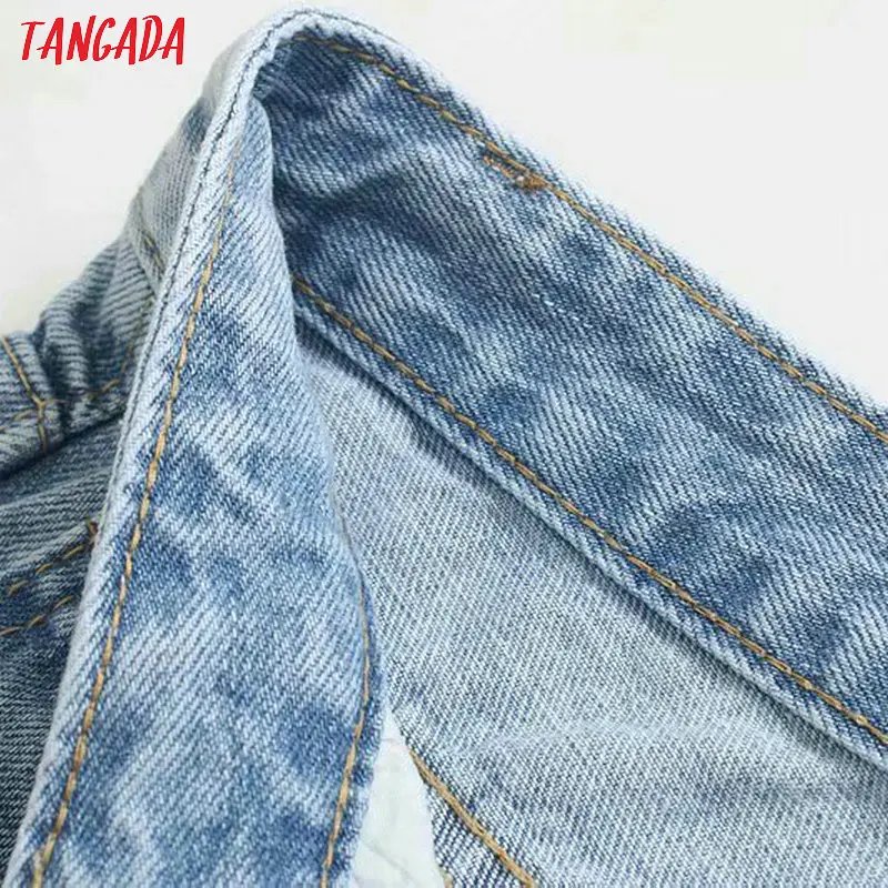 Tangada Модные женские свободные джинсы для мам длинные брюки с карманами на молнии свободные уличные женские синие джинсовые штаны 4M38