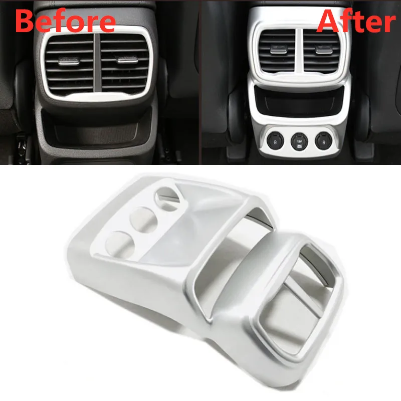 Matte Silver Для hyundai Santa Fe Автомобильный задний A/C вентиляционное отверстие крышка рамка наклейка молдинг для авто аксессуар - Название цвета: Matte Silver