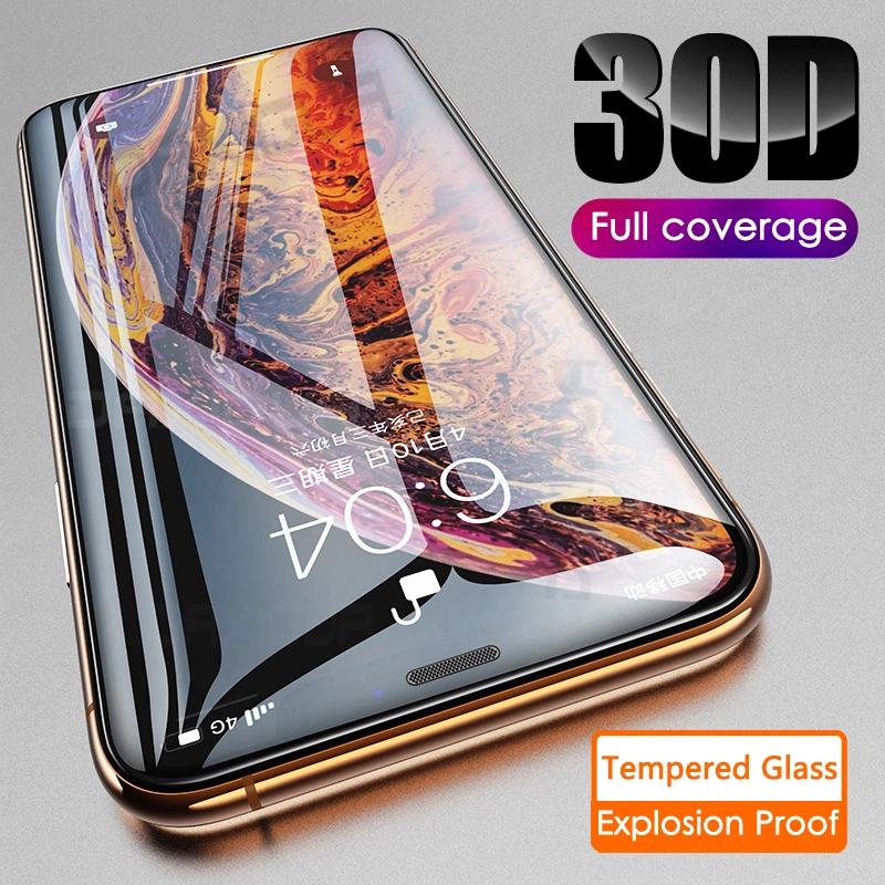 Защитное стекло с изогнутыми краями 30D для iPhone 11 Pro XR XS Max X закаленная Защитная