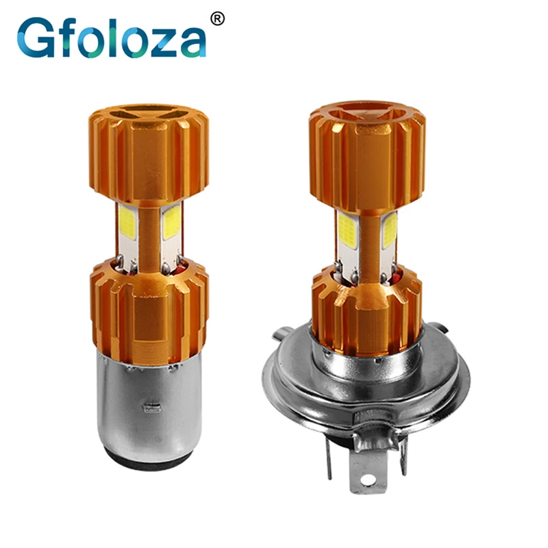Светодиодный фара мотоцикла Gfoloza 1 шт. H4 H6 BA20D 3COB светодиодный головной фонарь для