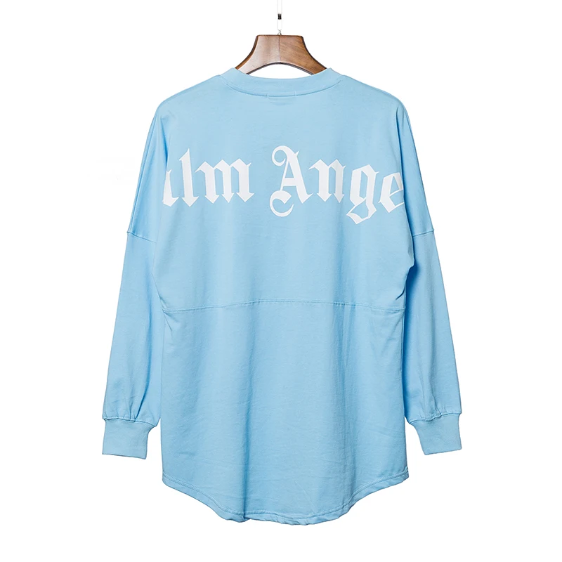 

letter Palm Angels printing couple round neck cotton street hip-hop popular simple wild men women long-sleeved T-shirt 896987