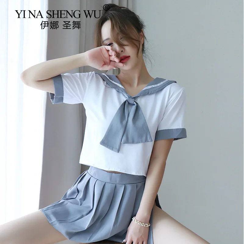 

Women Sexy Cosplay Lingerie Student Uniform School Sailor Female Erotic Costume Skirts Lady Sexy Short Top Pleated Skirt Outfit