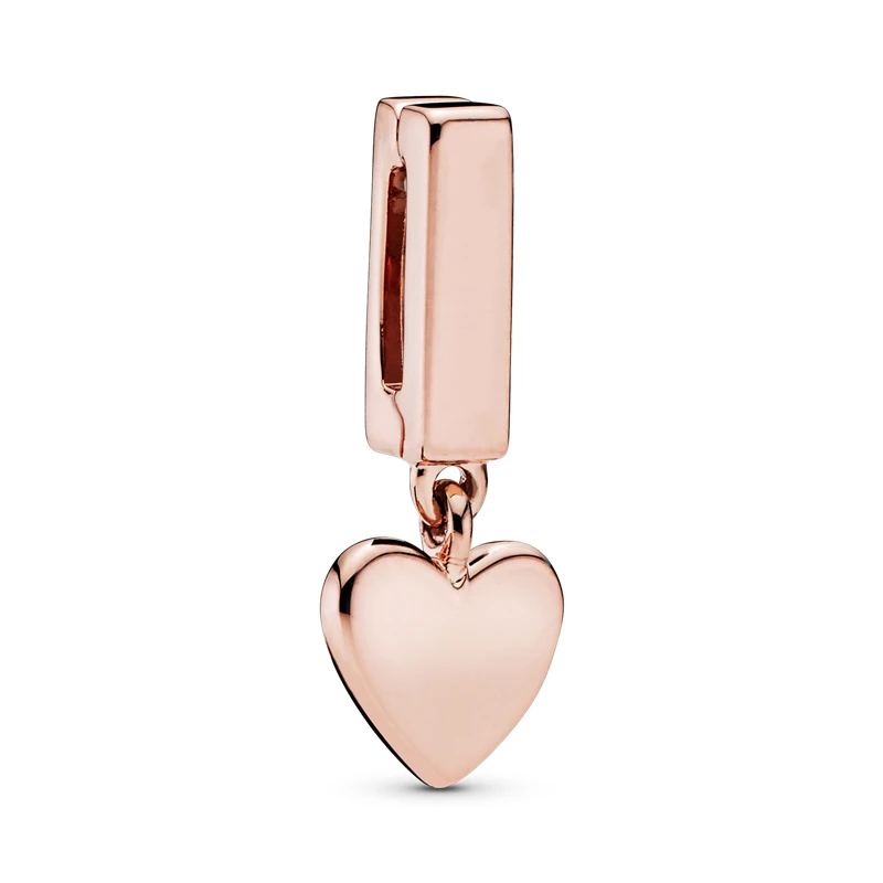

Silver Heart Dangle Clip Charm 925 Sterling Silver Reflection Rose Gold Clip Charm Fit Pan Reflection Bracelet DIY Jewelry