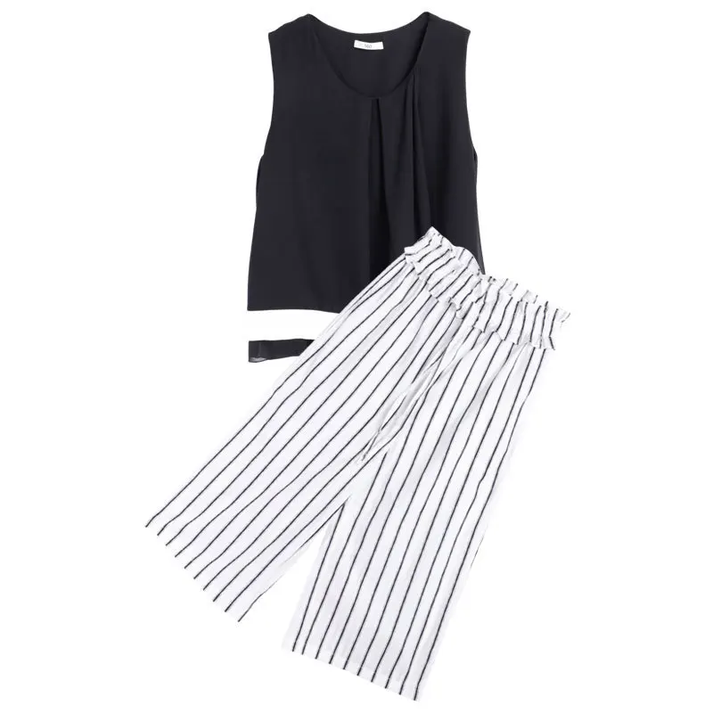 

2021 New Arrival Big Girls Fashion Clothes Set 2 Pieces Suit Black White Tops+pants Kids Sets Girl Mother And Daughter Clothes