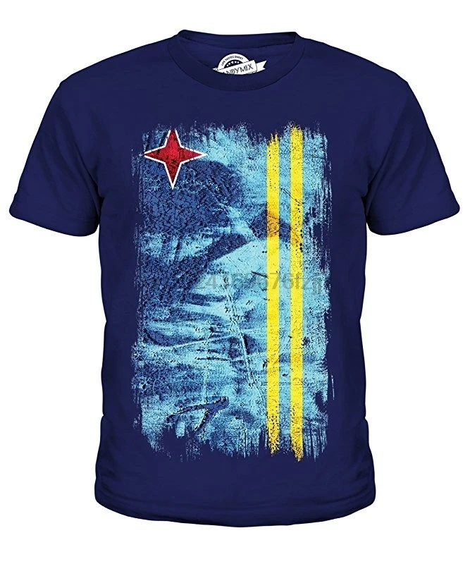 Aruba Grunge Flag Мужская футболка для женщин короткий рукав Летняя крутая графическая