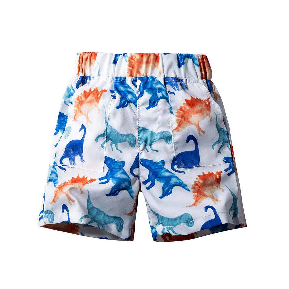 Костюм Джентльмена для мальчиков рубашка с мультяшным принтом динозавра + шорты