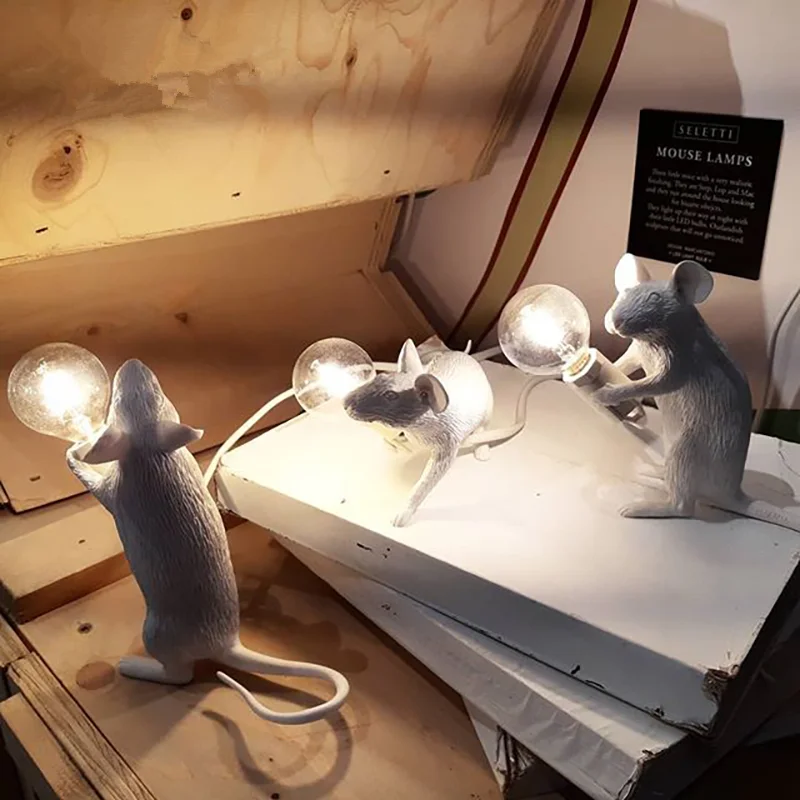 Полимерная лампа в виде крысы и мыши дизайнерская настольная для детской комнаты