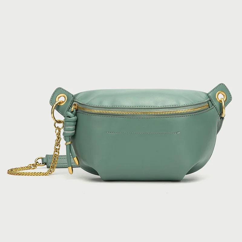 

100% Genuine Leather Women Waist Bags Luxury Famous Brand Shoulder Bag Chain Belt Crossbody Female Bag Bolsa Feminina