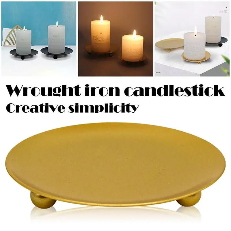 

European Style Romantic Iron Plate Candle Holder Stand Candlestick Weddings Table Decorations