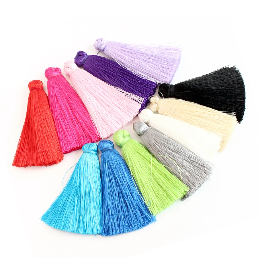

12pcs/lot 60mm Mixed Small Cotton Satin Silk Fringe Brush Tassels for Dangle Earrings Pendant Necklace DIY Jewelry Making