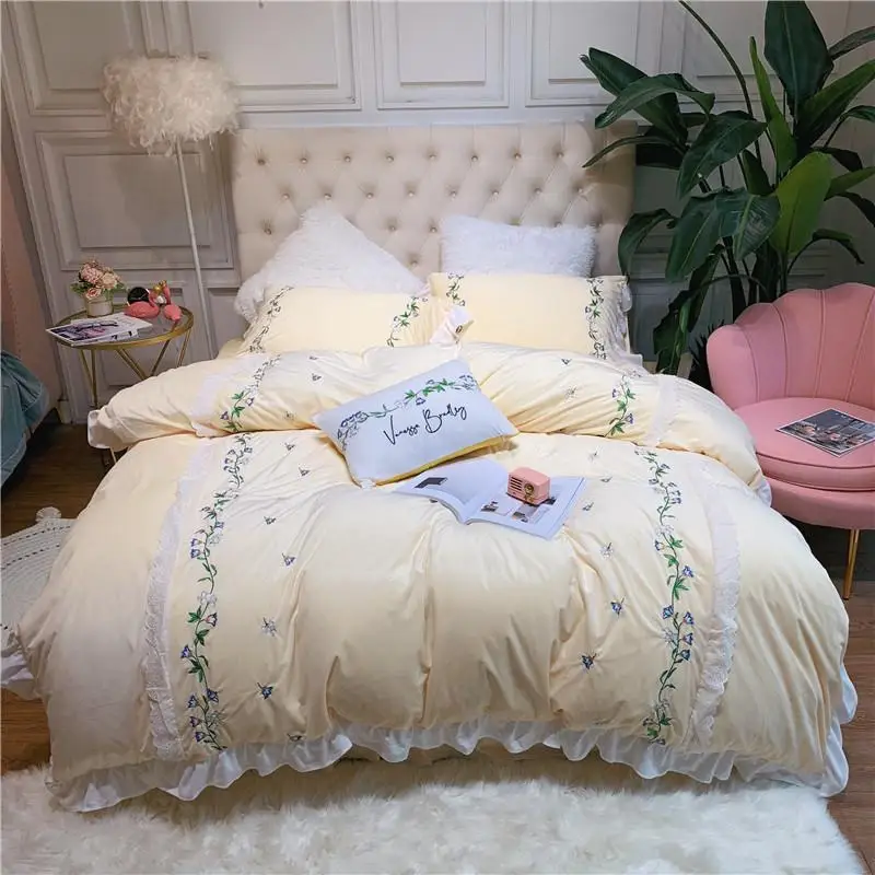 

Комплект постельного белья из флисовой ткани, комплект из 40 классических постельных принадлежностей с вышивкой, двуспальный, Королевский р...