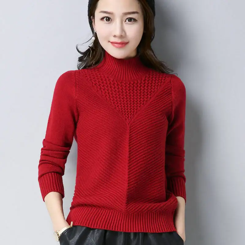 Slimming Knitted Pullover Sweater Fashion Turtleneck Warm Winter Clothes Women Plus Size Loose Cashmere | Женская одежда