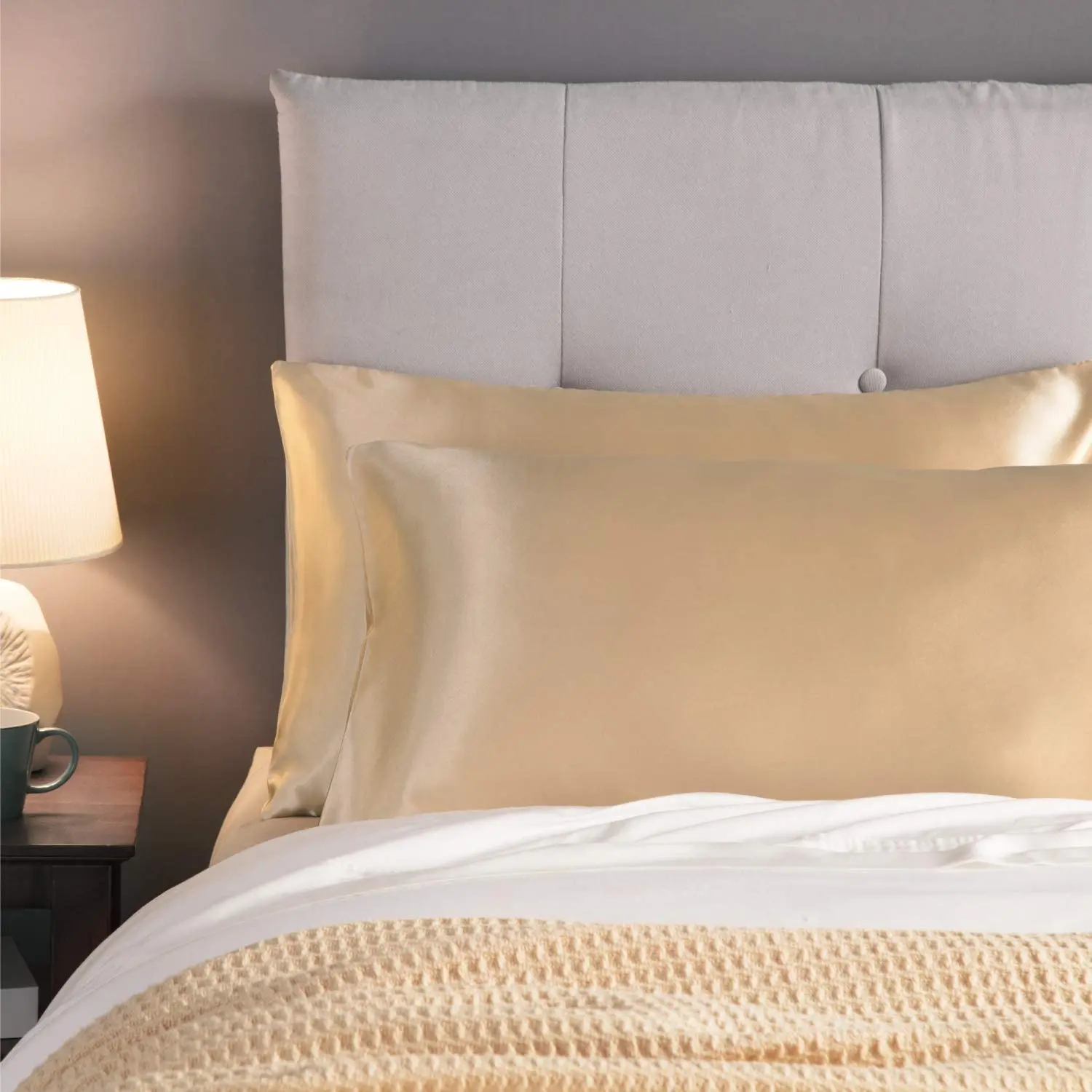 2 шт. сатиновые наволочки для спальни удобные сна защиты кожи однотонные гладкие