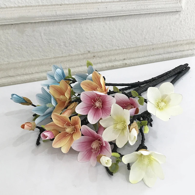 

Magnolia Bouquet Lifelike Fake Flower Party Festival Supplies Retro Oil Painting Sense Home Hotel Wedding Table Decoration