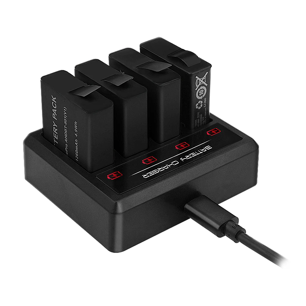 4 канальное USB зарядное устройство с портом Type C и зарядным устройством для камеры