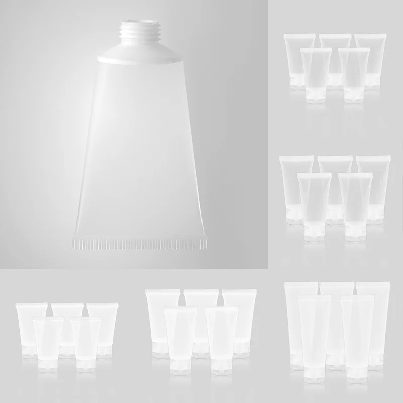 

5pcs 15ml/20ml/50ml/100ml Travel Empty Clear Plastic Tube For Cosmetic Cream Lotion Shampoo Bath Lotion Containers Bottles
