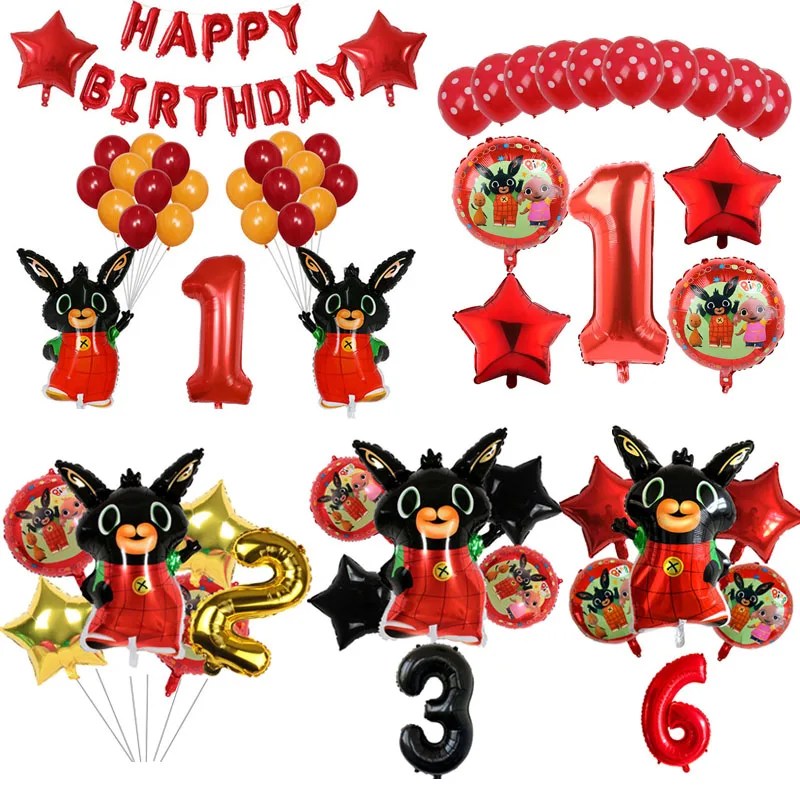 

Cartoon Animal Rabbit Foil Balloon Party Supplies Baby Shower 1 2 3th Birthday Party Kids room Decoration Kid Faovr Boy Toys