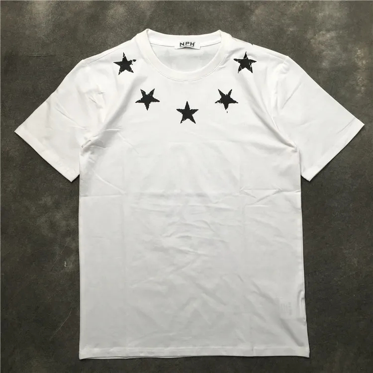 

New Novelty 2021 Men Neckline watermark stars T Shirts T-Shirt Hip Hop Skateboard Street Cotton T-Shirts Tee Top kenye #K11