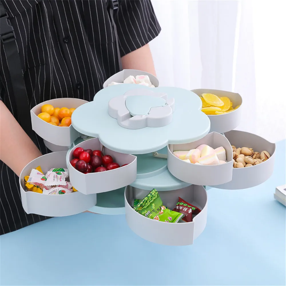 Double-Sealed Fruit Tray Candy Box Melon Seeds Chinese New Year Rotating Household Candy Box Peanut Petal Storage Box Festive images - 6