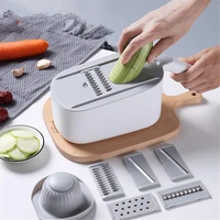 6 blades fruit slicer vegetable cutter multifunctional potato peeler cheese carrot grater kitchen accessories with drain basket