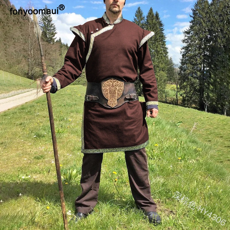 Cos винтажный Средневековый Костюм Рыцаря воина туника для взрослых мужчин Норман