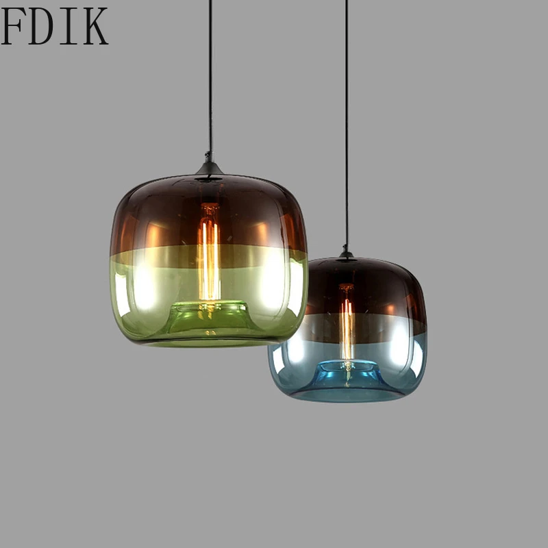 Современная стеклянная светодиодная Подвесная лампа с градиентом лампочка E27