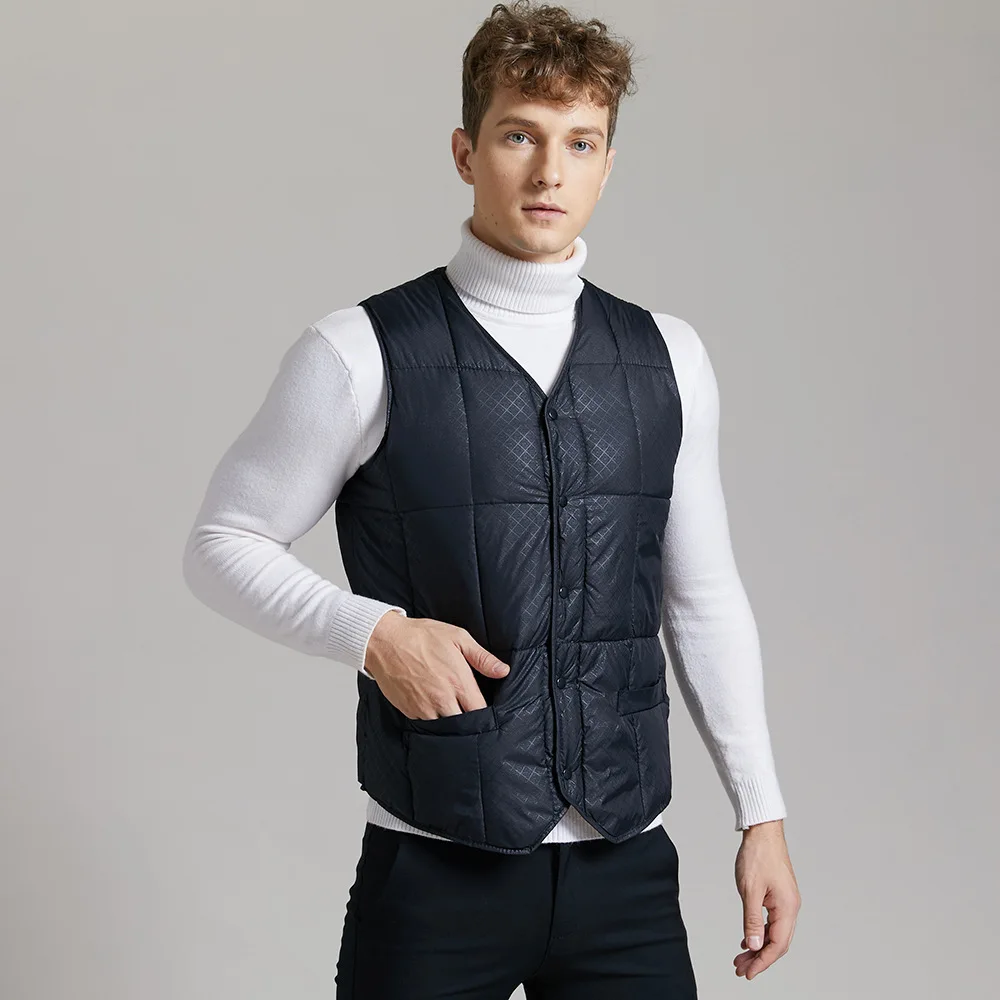 Осенняя Новая мужская легкая пуховая куртка без рукавов черный синий тонкий