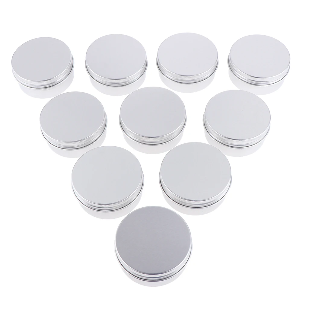 

10Pcs 50ml Silver Small Aluminum Round Lip Balm Tin Storage Jars