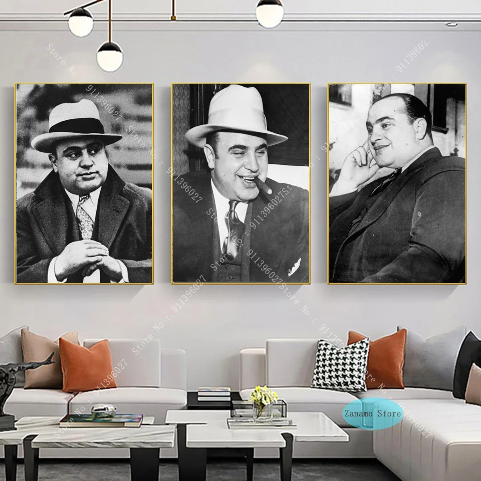 Плакат ZT693 HD принты Лидер продаж AL CAPONE Gangsters черно-белая фотография холст картина