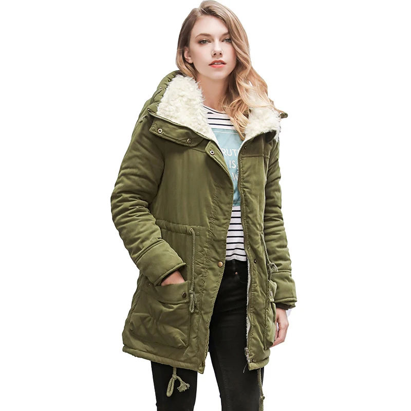

Winter Large Size Overcoat 2020 Women's Cotton-Padded Coat Winter New Slim Medium Length Lamb Cashmere Lady's Cotton-Padded Coat