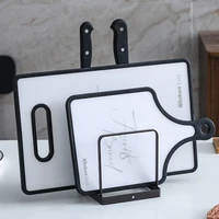 iron knife block holder kitchen cabinet pantry and bakeware organizer rack holder for cutting boards pan lids black white